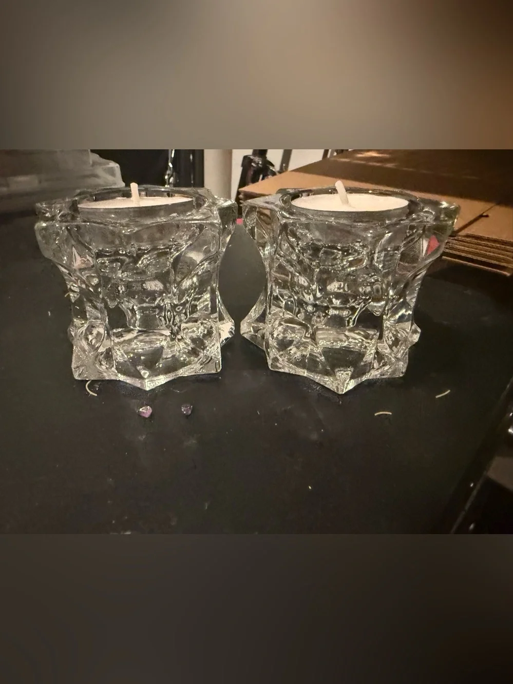 Clear Glass Tealight Candle Holders - Set of 2
